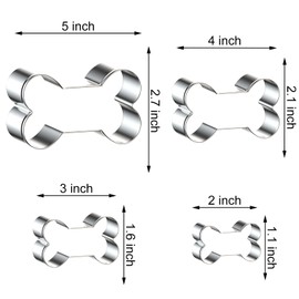 Dog Bone Cookie Cutters Shapes for Dog Treats Assorted Sizes - 5 inch, 4 inch, 3 inch, 2 inch - Extra Large, Small, Mini Cookie Cutter Set - Stainless Steel