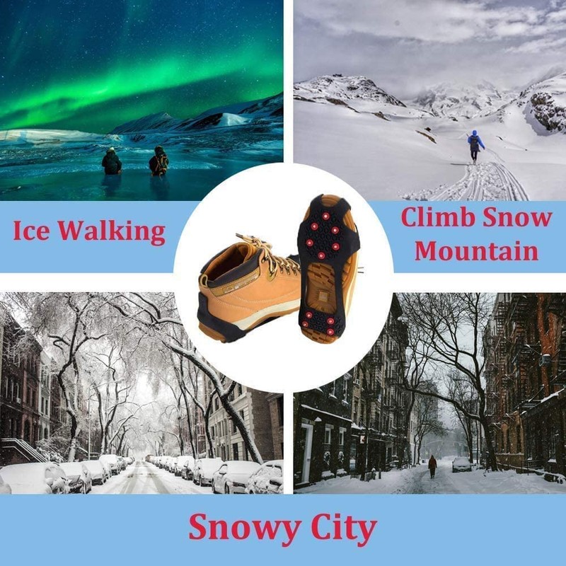 Winter Wise 10-STUD Ice Snow Grips, Anti Slip Winter Ice