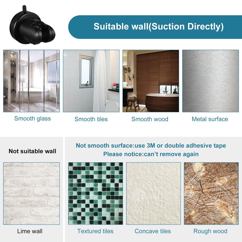 Suction Cup Shower Head Holder, Adjustable Relocatable Shower Handle Wand