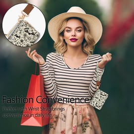 Blusabaca Credit Card Holder for Women, Goth Small RFID Blocking Wallet with Wristlet Strap, Gothic Zipper Keychain Women Wallet, Leather Card Case, Accordion Card Wallet Purse with Key Lanyard