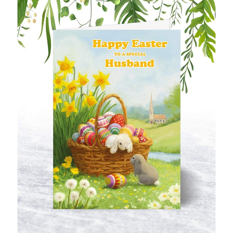 Husband Easter Card - Hoppy Easter - Medium Sized Card