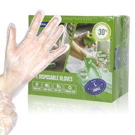 GENERALCARE Guantes de cocina desechables de TPE, ideales para limpieza y preparación de alimentos, sin látex y polvo, seguros para alimentos (2 x 100 unidades, grande)