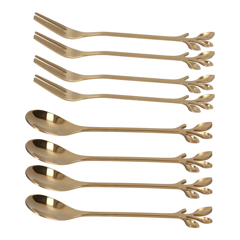 8Pcs Branch Design Coffee Spoon Stainless Steel Fruit Fork Dessert