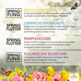 Gonesh Scents of Spring - Incense Sticks Variety Pack - Non-Toxic 10” Slow Burn Aromatic Sticks - Luminous Tranquility, Pamplemousse, Fluorescent Blossoms, Bright Sunflowers - 30 Sticks Each
