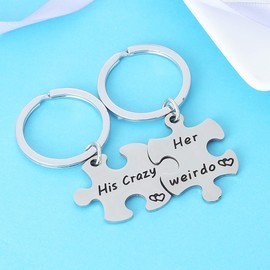 Nimteve His and Hers Keychains Gift for Husband From Wife Gifts Girlfriend Boyfriend Gifts Couple Keyring for Men Women Her weirdo His crazy Matching Couples Keychains Jewelry Set (Style B)