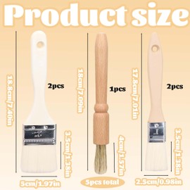 5 Pieces Pastry Brushes Basting Oil Brush with Boar Bristles and Beech Hardwood Handles, Pastry Brush Set - 5 Premium Brushes, Wooden Handle, Food-Grade Bristles, Ergonomic Design, Dishwasher Safe