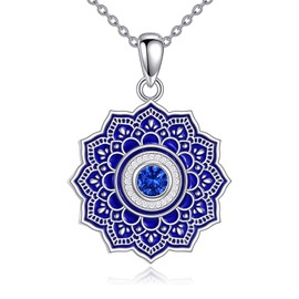 Vadmans Lotus Necklace 925 Sterling Silver Lotus Pendant Necklace Lotus Flower Lotus Jewellery for Women, Sterling Silver, Cubic Zirconia