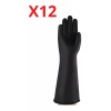 Limpex 12 Par Guante Látex Contra Ácido Industrial Negro 45cm