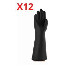 Limpex 12 Par Guante Látex Contra Ácido Industrial Negro 45cm