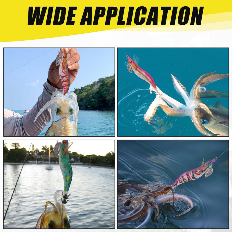 Squid Jig Sea Fishing Lures Kit,10pcs Luminous Squid Lures Glow