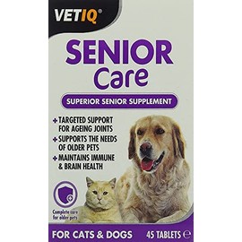 VETIQ Senior Care Supplement For Cats & Dogs, Health Support For Senior Pet's Joints & Maintains Immune & Brain Health, 45 Tablets