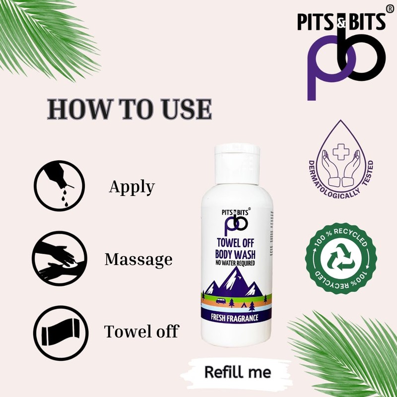 Pits And Bits Rinse Free Body Wash, Fresh Fragrance, No