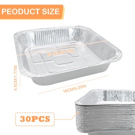YHSKJCD 30 Pack Air Fryer Aluminum Foil Trays, 8 Inch Square Air Fryer Foil Liners, Air Fryer Accessories for Baking, Cooking, Roasting, Storing