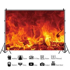 Yeele 3 x 2.5 m Photography Background Campfire Flickering Flame Inferno Blaze Burning Carbone Firewood Background for Photography Theme Party Event Decoration Children Adults Selfies Photo Props