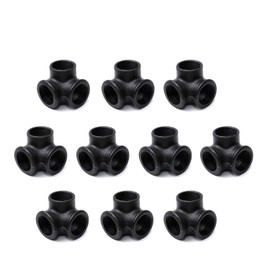1/2" Black Side Outlet Elbow, Home TZH Cast Malleable Iron 3 Way Corner Pipe Fitting for Industrial vintage style DIY Project/Furniture/Shelving Decoration (10, Black 1/2 Inch)
