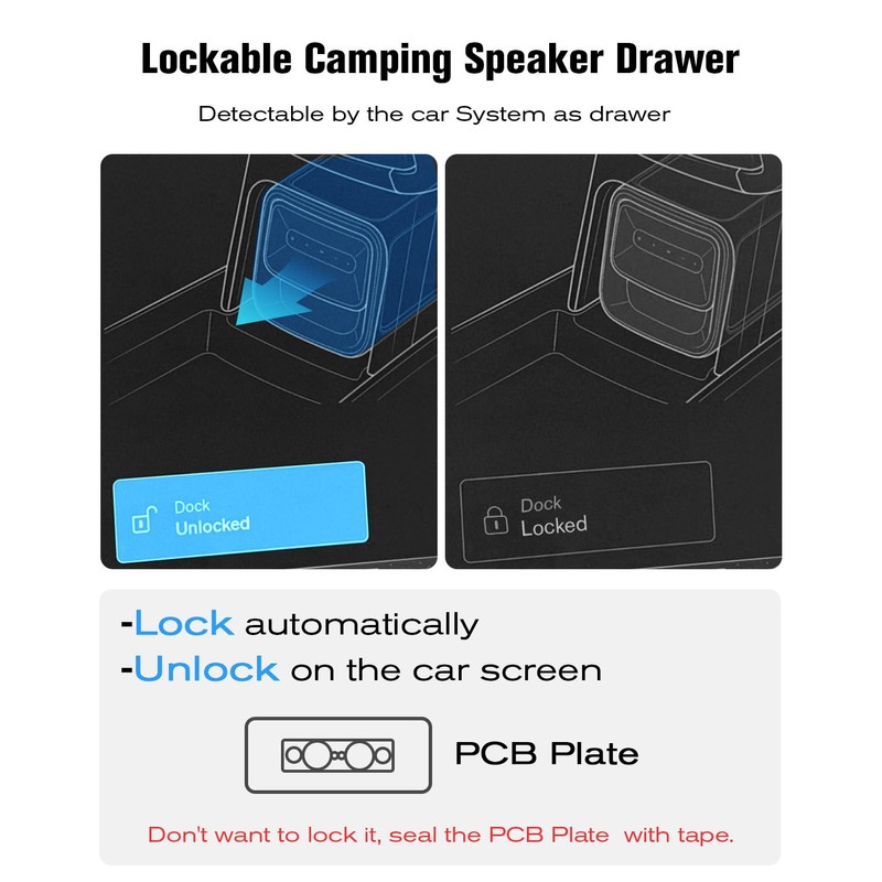 Lockable Camping Speaker Drawer for 2022-2026 Rivian R1T R1S Lower