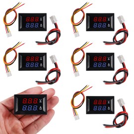 Diitao 6PCS Digital Voltmeter Ammeter,DC 4.5-30V Voltage Meter Tester Two-Wire Red LED Voltmeter Waterproof Display Voltage Tester for Solar Battery Monitor Car (DC 0-100V Red Blue)