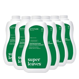 ATTITUDE Foaming Hand Soap, Plant and Mineral-Based Ingredients, Vegan and Cruelty-free Personal Care Products, Green Apple & Basil, Bulk Refill, 35.2 Fl Oz (Pack of 6)