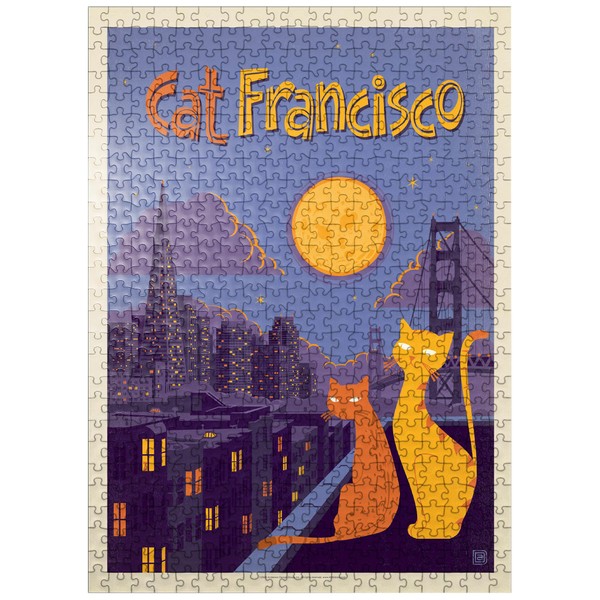 CatFrancisco, Vintage Poster, Vintage Poster - Premium 500 Piece Jigsaw Puzzle for Adults
