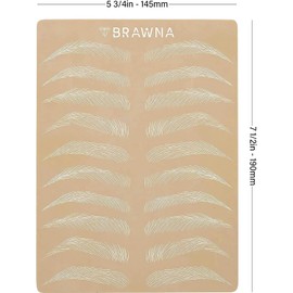 Piel de Práctica Microblading para Cejas 6 Pcs - Sin Tinta, Doble Cara, Látex PMU/Tatuaje, Cejas Pre-Dibujadas para Principiantes y Técnicos Profesionales - BRAWNA
