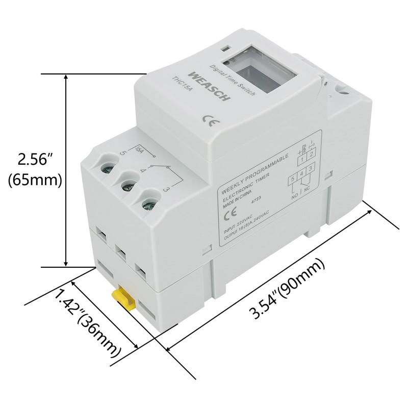 Weasch Timer Switch, THC15A, AC 220-240V 16Amp, Digital LCD Power