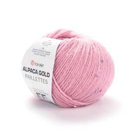 YarnArt Alpaca Gold Paillettes Yarn - Sparkling Sequin Wool Yarn - 20% Alpaca, 75% Acrylic, 5% Polyester - 50g Skein, 180m - Luxury Yarn for Knitting & Crochet: Sweaters, Scarves, Shawls (9306)