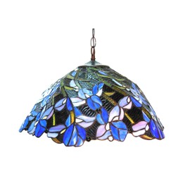 Chloe CH18052BF19-DH2 Natalie Tiffany-Style Iris Hanging Pendant Lamp with 19" Shade, 9 x 19 x 19, Bronze