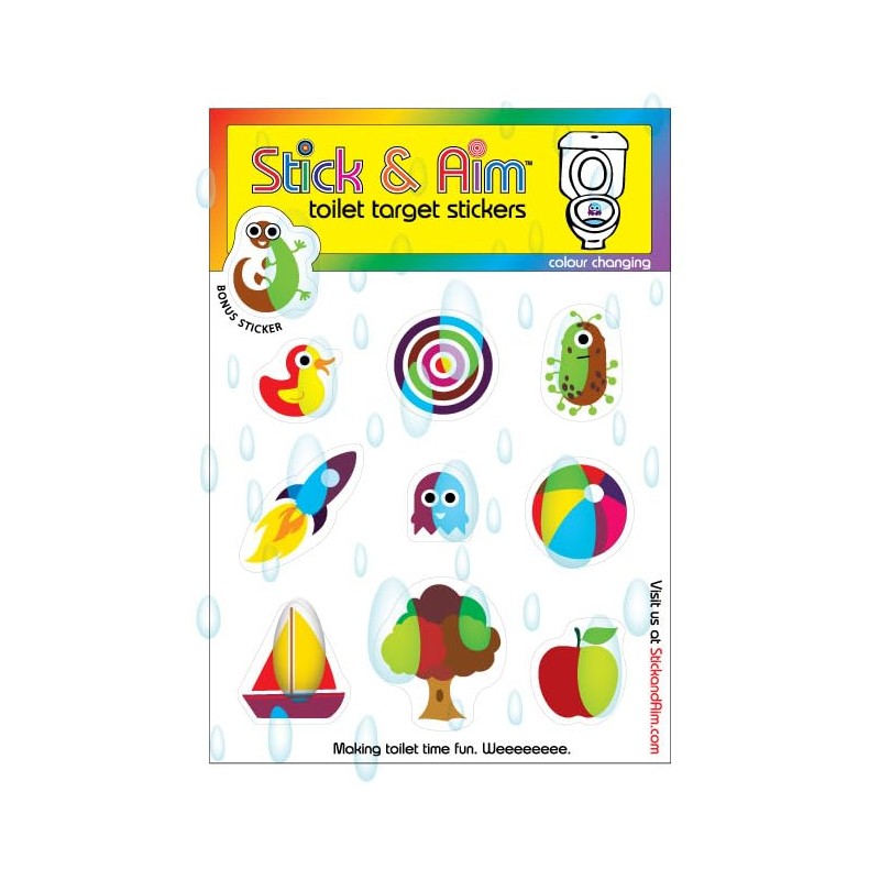 Colour Changing Toilet Target Stickers Kids Pack with Sticker Applicator