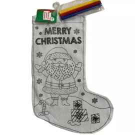 Simply Holiday Christmas Stocking Color Your Own Canvas Fabric Stocking With Markers 15 inches
