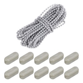 sourcing map 10 Metres/10.94 Yard Plastic Roller Blind Bead Chain with 20 Pieces Chain Connectors for Bead Roller Blinds Grey