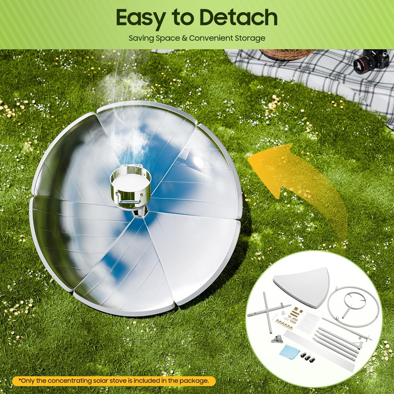 CheriMuMu Solar Cooker Parabolic Sun Oven, Portable Concentrating Solar Cooker,