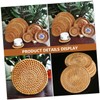 Gatuida 4Pcs Rattan Woven Heat Insulation Mats Handmade Coasters Bowl