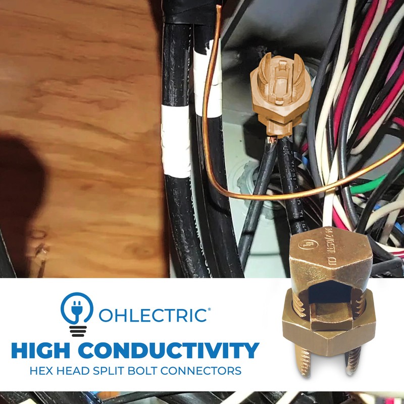 OHLECTRIC Hex Head Copper Split Bolt Connector 6 AWG (5