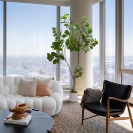 Artificial Fiddle Leaf Fig Tree - 6FT Fake Plant with White Planter, Large Fake Tree Faux Fig Trees Floor Plants for House Indoor Home Decor Housewarming Gift, Y-Fig-6ft-white