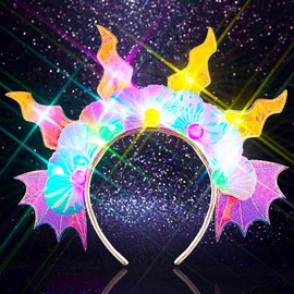 Evlry LED Shell Headband, Luminous Mermaid Headband, Luminous Beads Hair Band, Party Festival Hair Accessories for Women