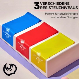 FitBeast Theraband Set of 3, 2M Terra Band, Fitness Bands with 3 Exercise Bands, Thermal Bands with Carry Bag & Exercise Instructions (English language not guaranteed), Terraband for Fitness Band,