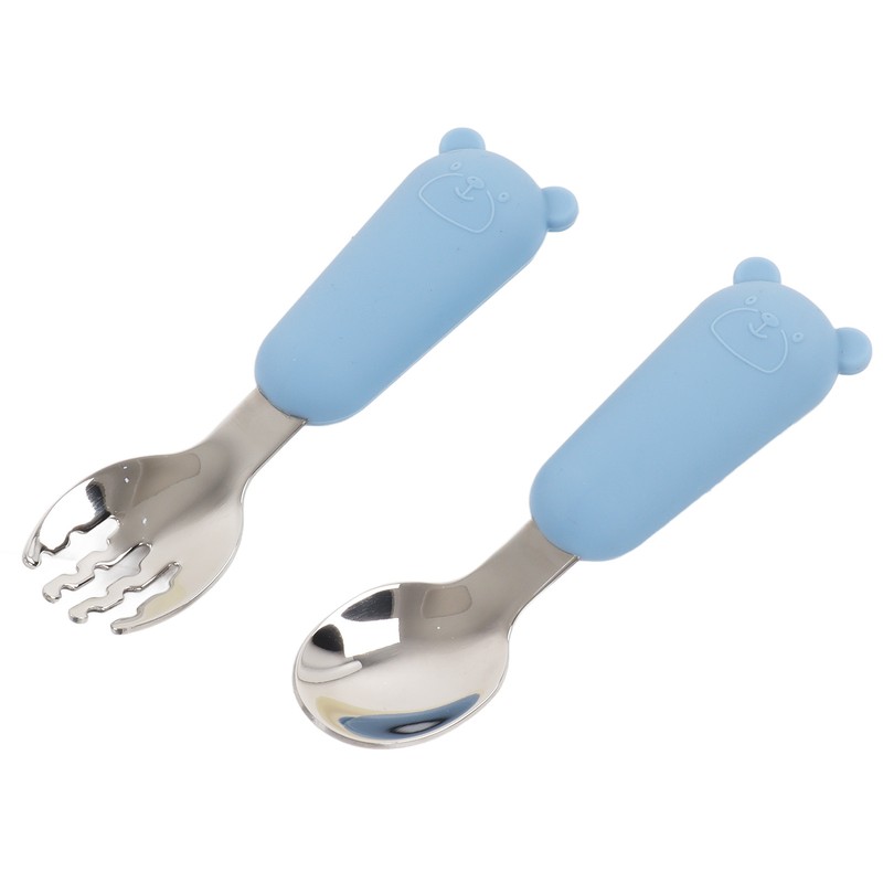 5pcs Baby Feeding Kit Food Grade Silicone Bear Design Plate
