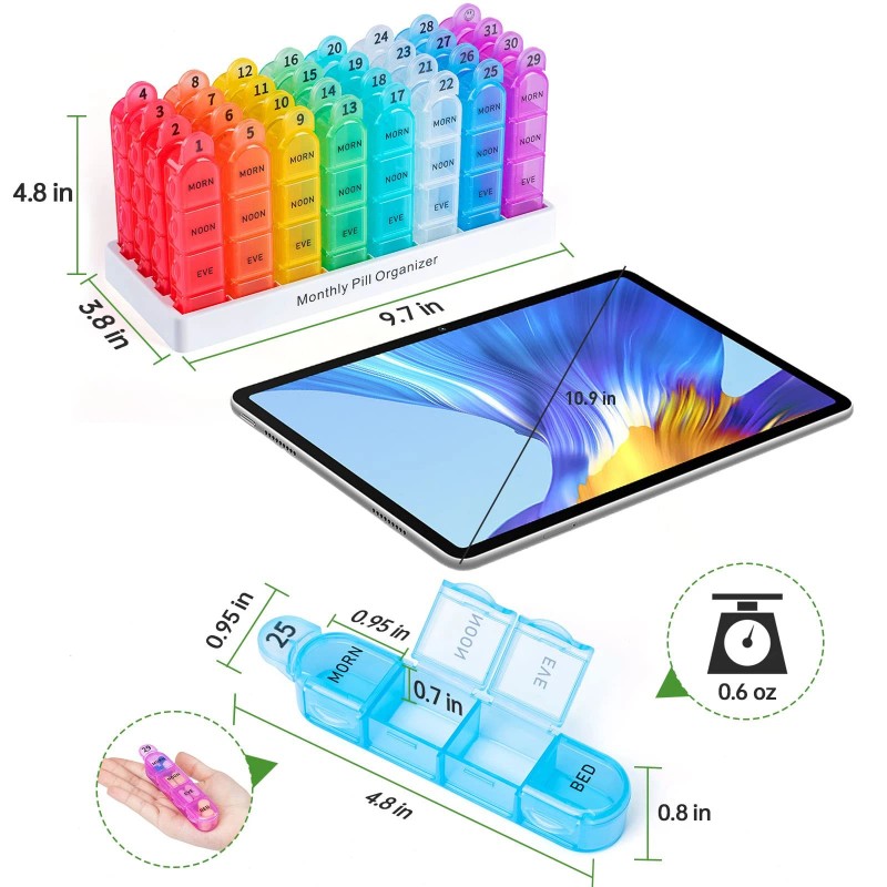 Odaro Best Monthly Pill Organizer 4 Times a Day 30