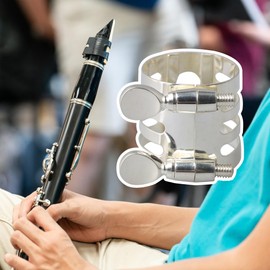 Yibuy Silver B Flat Mouthpiece Ligature for Clarinet Woodwind Parts 29x25mm