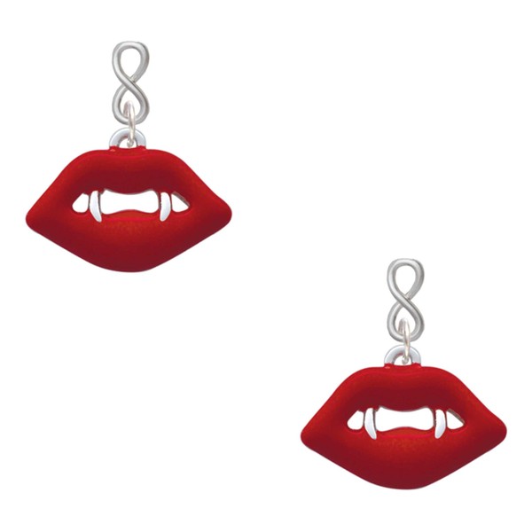 Delight Jewelry Silvertone Red Enamel Vampire Lips Silvertone Infinity Post