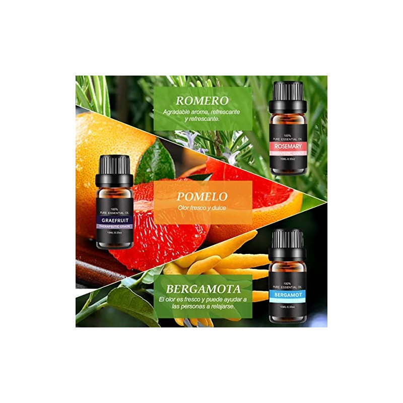 Aceites Esenciales de Aromaterapia 12PCS,100% Natural, para Difusores