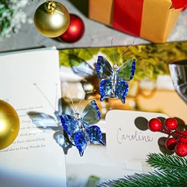 kanpura Figuritas de mariposa de cristal, coleccionables de mariposas azules de cristales, figuras de animales de cristal para decoración del hogar, boda, colección de regalos para mujeres (paquete de 2)
