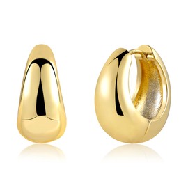 ASH'S CHOICE 925 Silver Hoop Earrings, Small Women's Earrings, Chunky, 14K Gold Hoop Earrings, Thick Cartilage Hoop Earrings, Huggie Hoop Earrings, Mini Hoop Earrings, Lightweight, Wide Earrings for