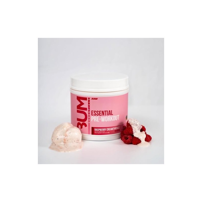 CBUM Essential Pre-Workout, Suplemento Deportivo, 408g (30 Servicios, Frambuesa Cremosa)