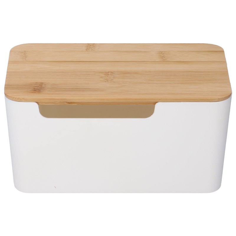 Small Cable Management Box with Wooden Lid TV Wires Routers