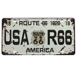 ARTCLUB Route 66 1926 USA R66 American Metal Tin Sign, Vintage Plaque Auto License Plate Embossed Tag Garage Home Wall Decor