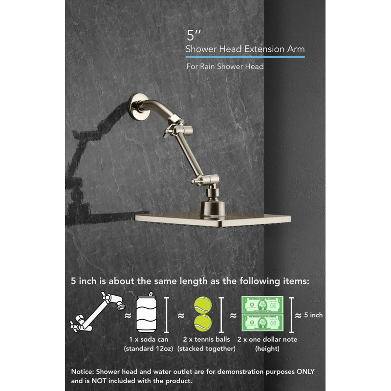 5 Inch Adjustable Shower Head Extension Arm With Locking Set