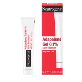 Neutrogena 0.1% Adapalene Gel Acne Treatment, Topical for Acne, Adapalene Medication for Blemishes, Once Daily Topical Retinoid to Prevent Breakouts, Oil & Fragrance-Free, 1.6 oz