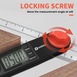 HARDELL Digital Angle Finder, 8 inch 230mm T-Bevel Protractor Ruler, Horizontal Vertical Bubble levels with Large LED Screen, 0-338 Degree Angle Measuring Tool, Suitable for Carpenters, Woodworkers