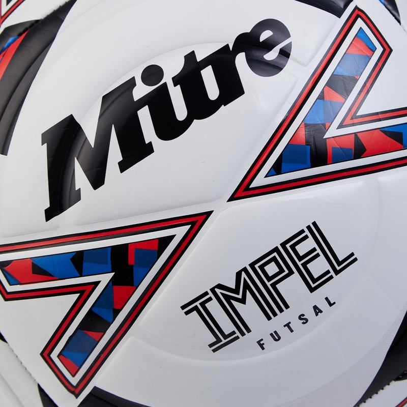 Mitre Unisex-Adult Impel Futsal 24 Football, White/Black/Bib Red, 4